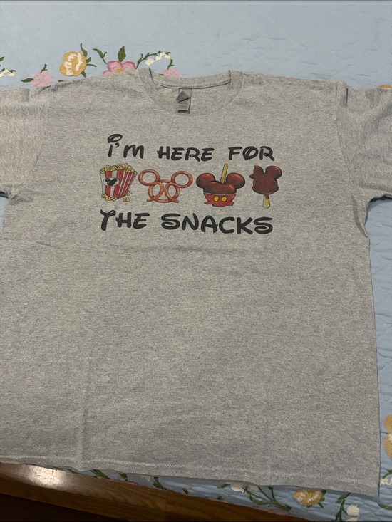 Disney Tops - Disney PreOwned I’m Here for The Snacks Grey TShirt Women Unisex Size Large